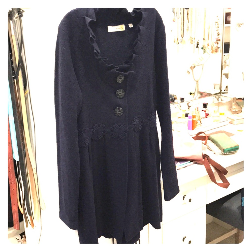 Anthropologie Navy blue coat